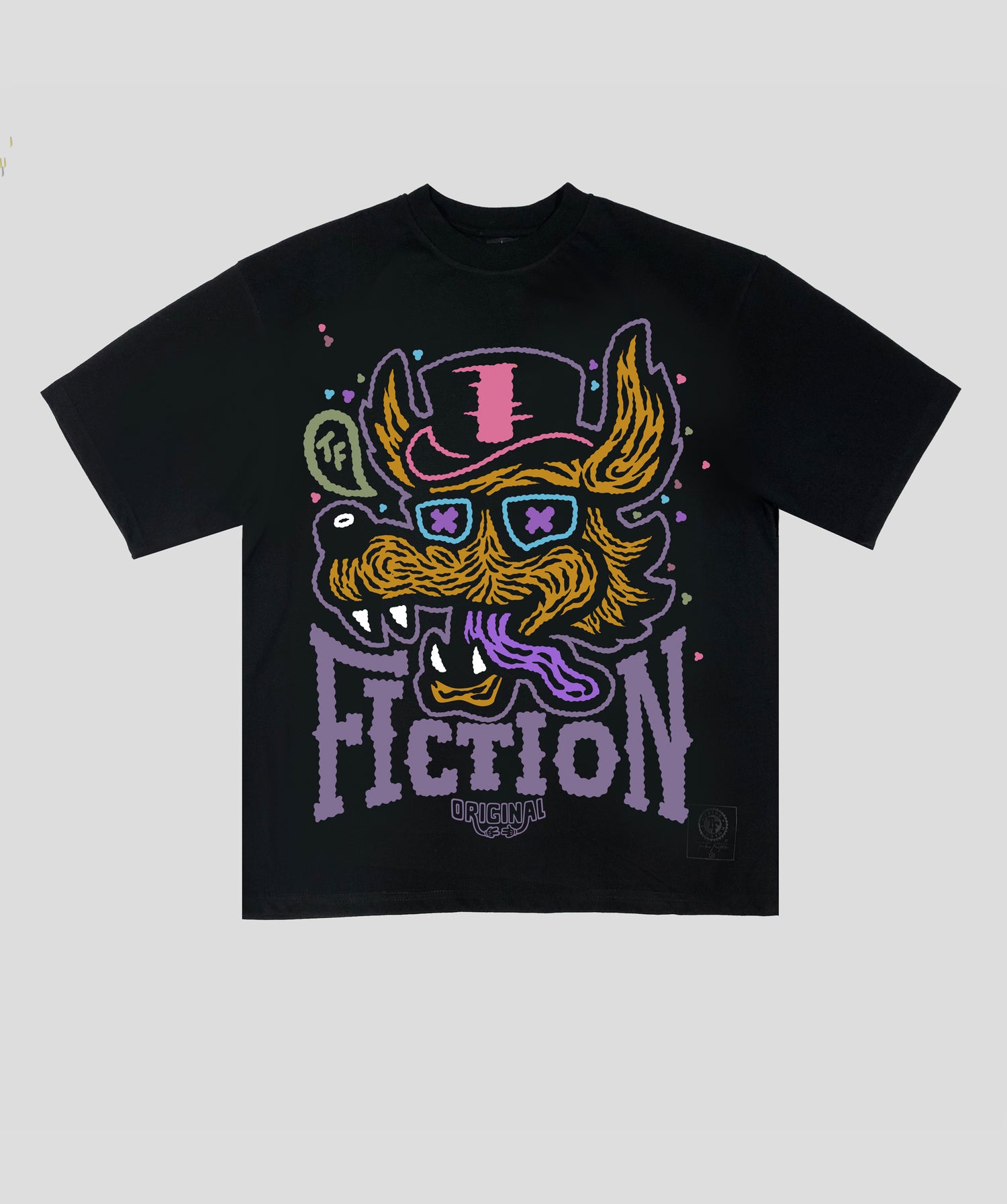 Tribe Fiction "Hungry Like The Wolf" black t-shirt featuring a wolf graphic design on a light gray background