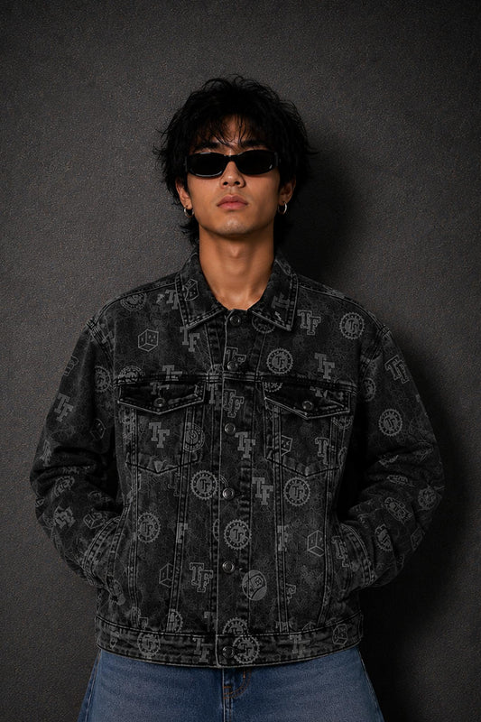 Denim All Over Print jacket - front view