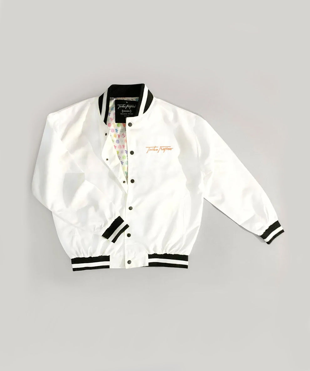 All White Windproof Jacket Milk Van embroidery