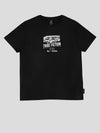 Tribe Fiction Moo and Mamboo 3 black t-shirt, front view with The Quest of Tribe Fiction chest print