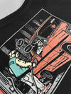 Close-up of the red car panel from the Moo and Mamboo 3 back print