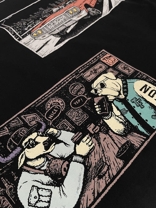 Close-up of the bar panel from the Moo and Mamboo 3 back print