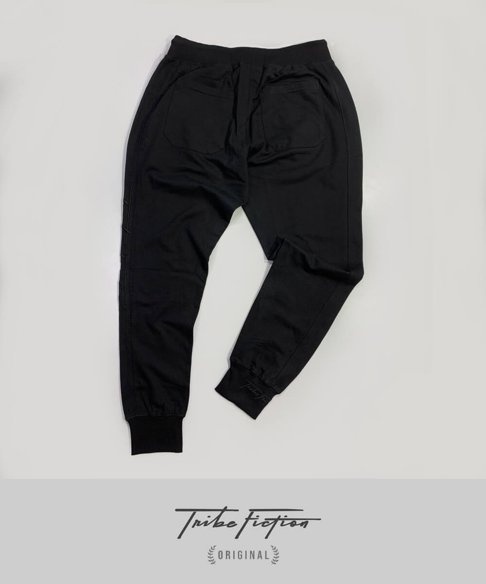 Embroidery Logo & Black Signature Embroidery on side Black Joggers